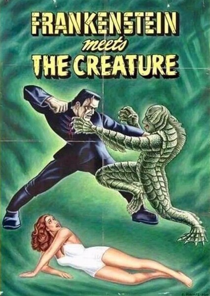 Frankenstein and The Creature from the Black Lagoon (fake) photo