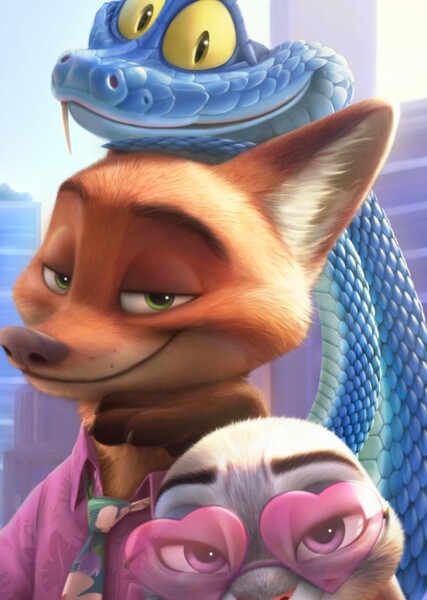 Judy Hopps, Nick Wilde, and Gary De'Snake photo
