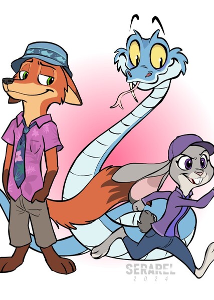 Judy Hopps, Nick Wilde and Gary the Snake