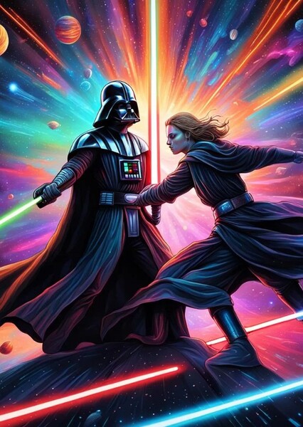 Luke Skywalker and Darth Vader photo