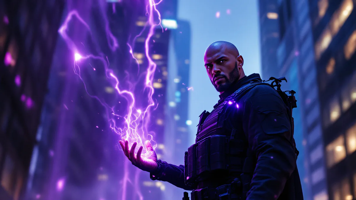 A determined hunter in modern tactical gear stands amid glowing supernatural rifts, embodying the transformation from ordinary to extraordinary.
