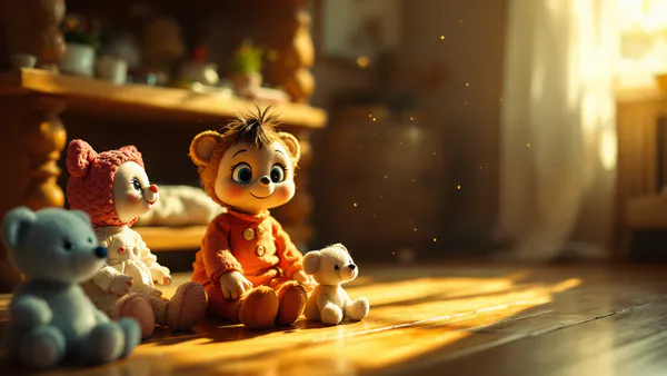 A nostalgic tableau of beloved toy characters in a sunlit room, evoking questions about legacy and recasting in beloved franchises.
