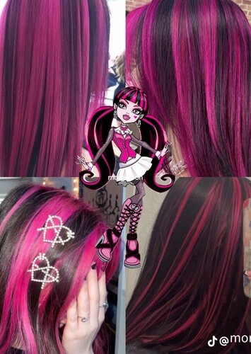 Black with pink highlights
