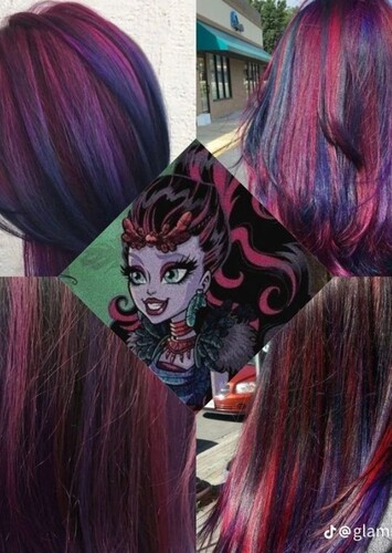 Black, pale-indigo & hot-pink highlights