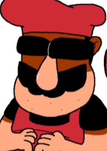 Guido (Has fake eyebrows covers his eyes) (Peppino's brother)