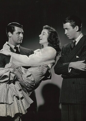 Katharine Hepburn, Cary Grant, and James Stewart