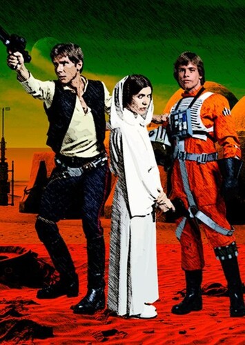 Luke Skywalker, Princess Leia, and Han Solo