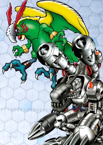 Machinedramon and Parrotmon