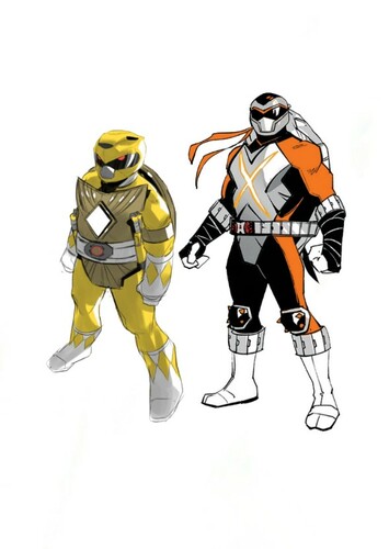Michelangelo The Yellow Turtle Ranger Dimension X Orange Ranger