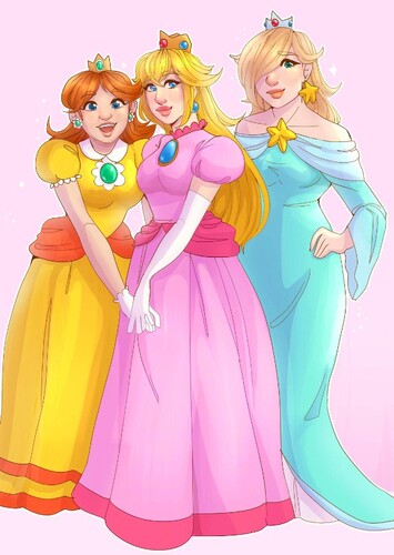 Peach, Daisy, and Rosalina
