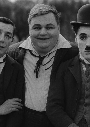 Roscoe "Fatty" Arbuckle, Charlie Chaplin, and Buster Keaton