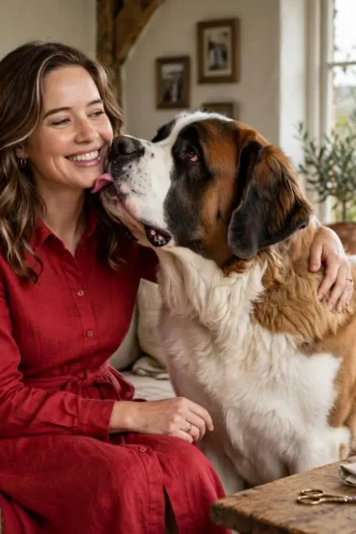 Anna Popplewell's dog (Saint Bernard) photo