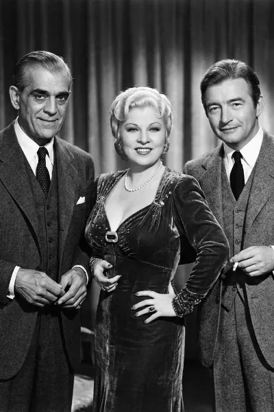 Boris Karloff, Mae West, and Claude Rains