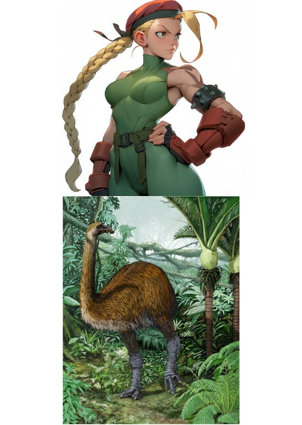 Cammy feeds her pet giant moa