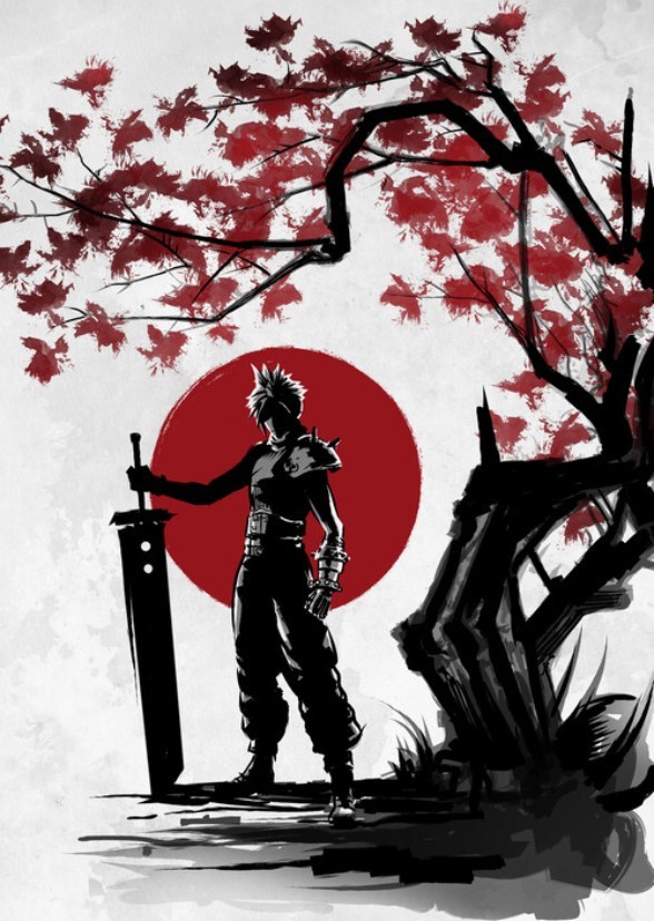 Cloud (Black & White Anime Style) (#7 Nintendo Cinematic Universe)