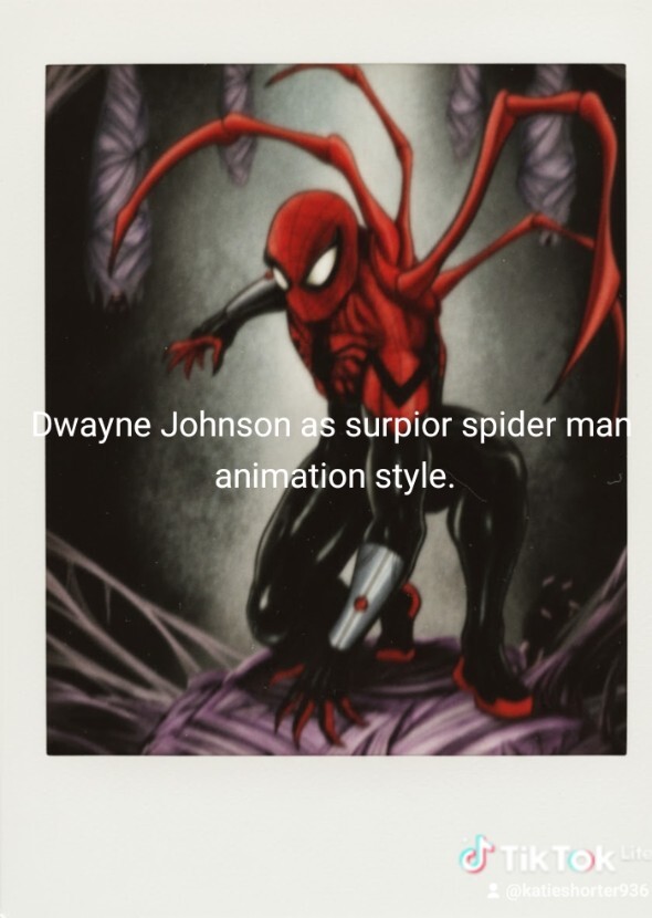 Dwayne Johnson as supoir spider man animation style