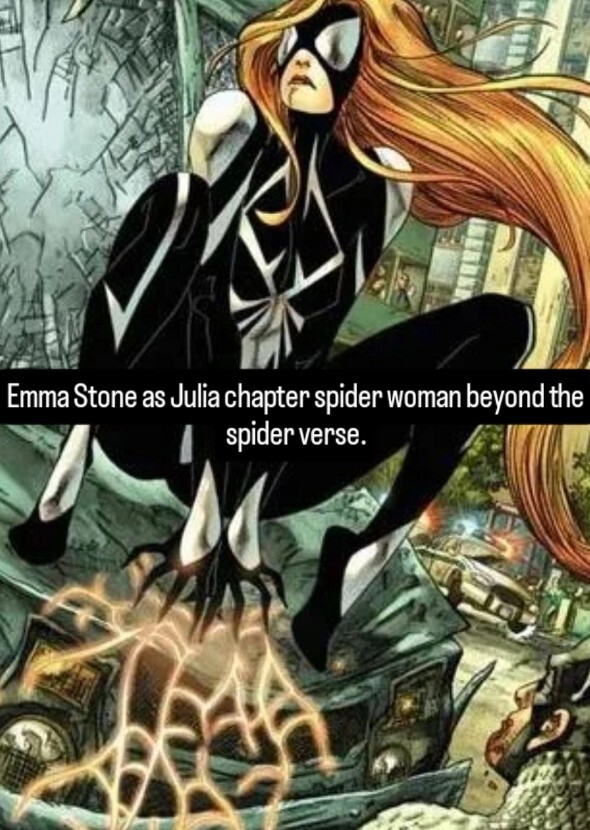 Emma Stone as Julia chapter spider woman beyond the spider verse.