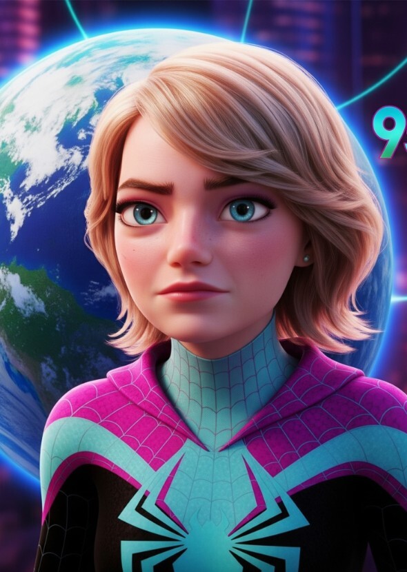 Emma Stone as spectacular spider Gwen earth 85 beyond the spider verse.