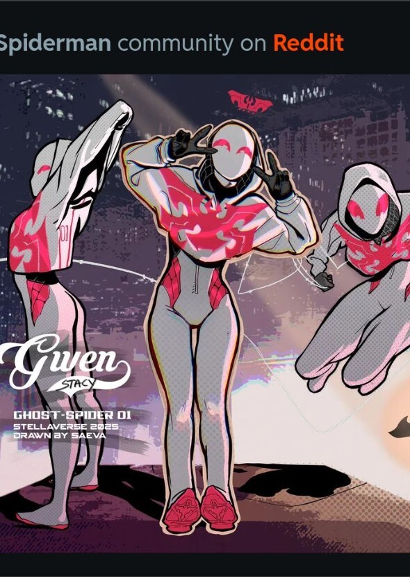 Emma Stone as spider Gwen 2099 animation style beyond the spider verse.