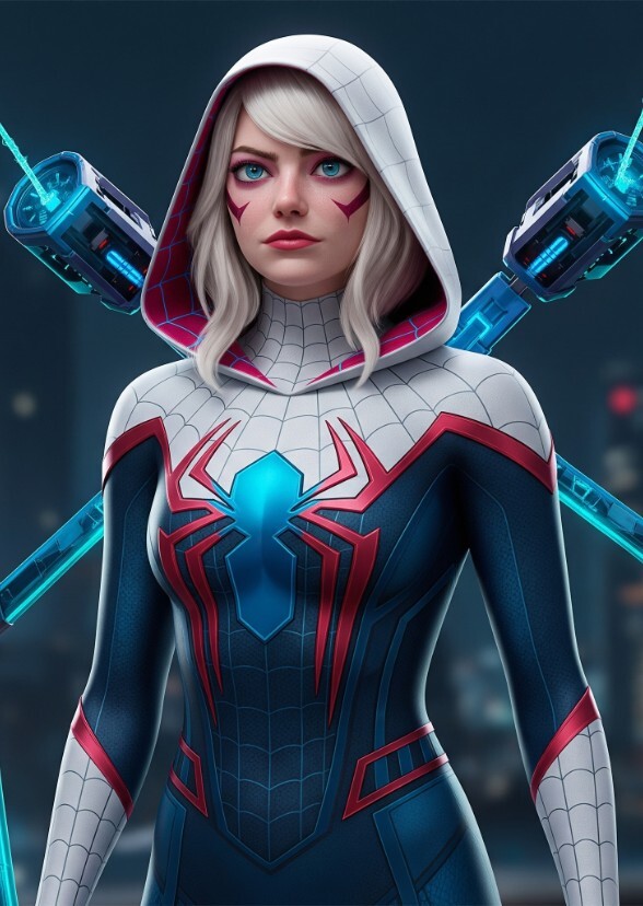 Emma Stone as spider Gwen 2099.