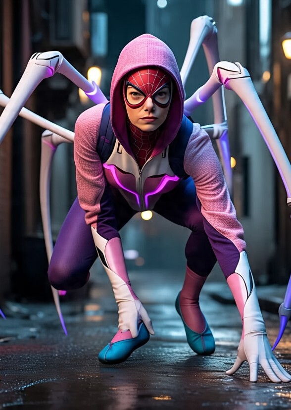 Emma Stone as spider Gwen Doppler gannger.