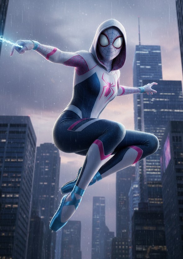 Emma Stone as spider Gwen earth 65.