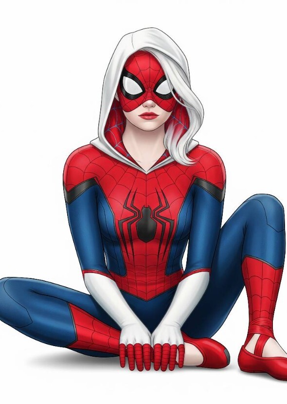 Emma Stone as spider man Gwen animation style beyond the spider verse.