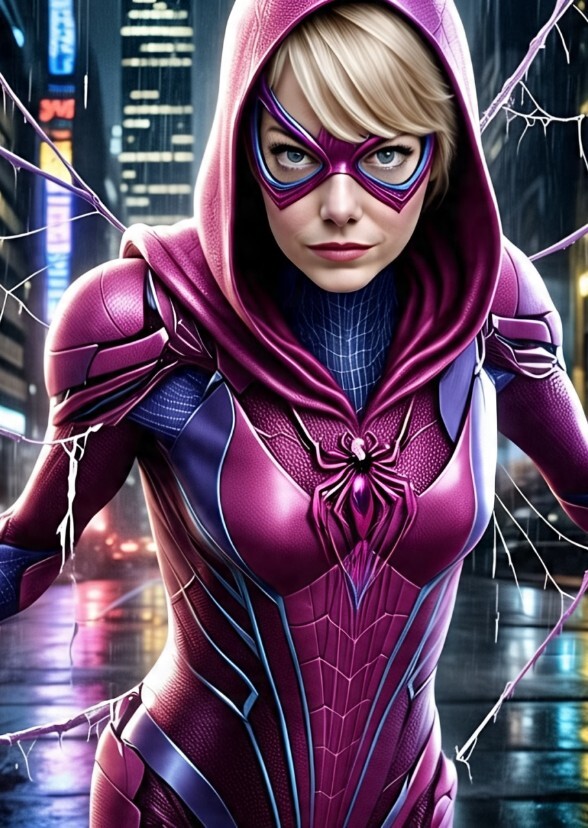 Emma Stone as spider woman Gwen 2099.