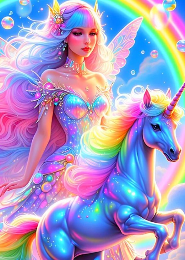 Fairy rainbow and unicorn Magic 