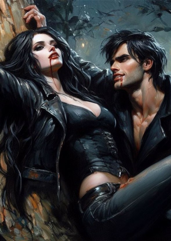 Girl vampire teenager and boy Wolf 