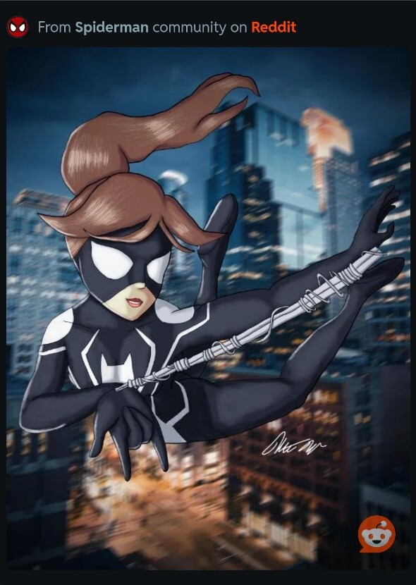 Jenna Ortega as spider girl variant 1 beyond the spider verse.