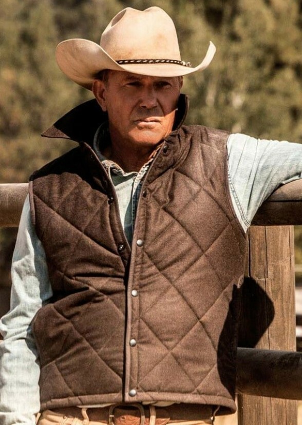 John Dutton Yellowstone Vest Quilted Brown