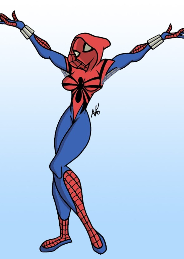 Katie Elizabeth shorter as scarlet spider Kade