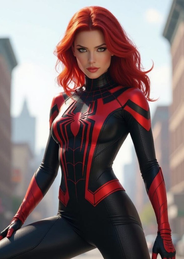 KATIE ELIZABETH SHORTER AS SPIDER woman mj