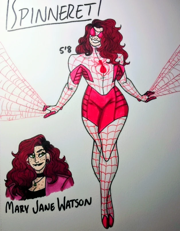 Emma Stone as spider MJ spinnert animated Style 