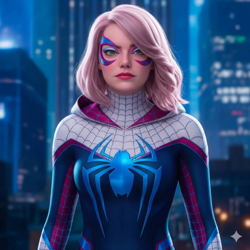 Fan casting Haile steinflied as iron spider Gwen animated Style from earth, 65c.