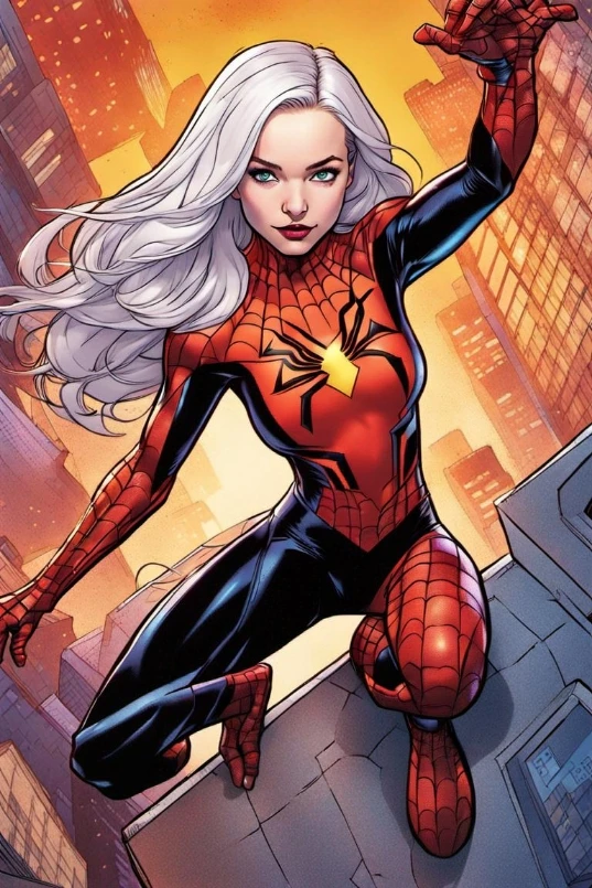 Dove Cameron as Scarlett spider Gwen animated Style.