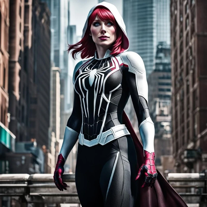 Bryce Dallas Howard as ghost spider 2099 animated Style.