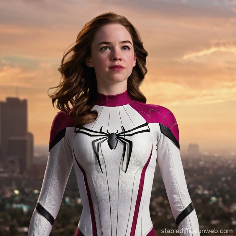 Sophia lils as spider Gwen the rainbow 🌈.
