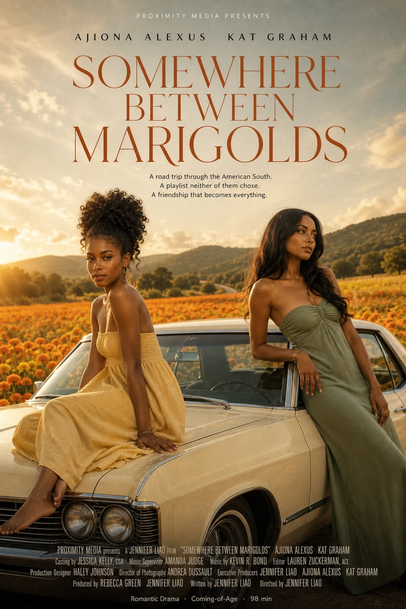 Somewhere Between Marigolds: A road trip through the American South. A playlist neither of them chose. A friendship that becomes everything.