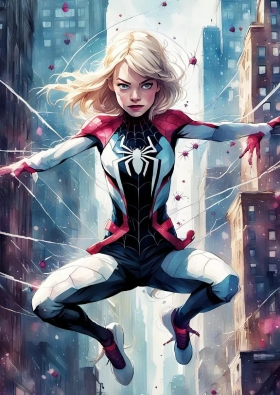 Emma Stone as ghost spider kade 2099