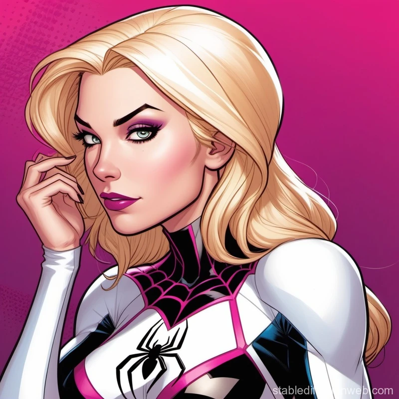 Chole Grace mortez as spider Gwen Hawkeye animated Style.