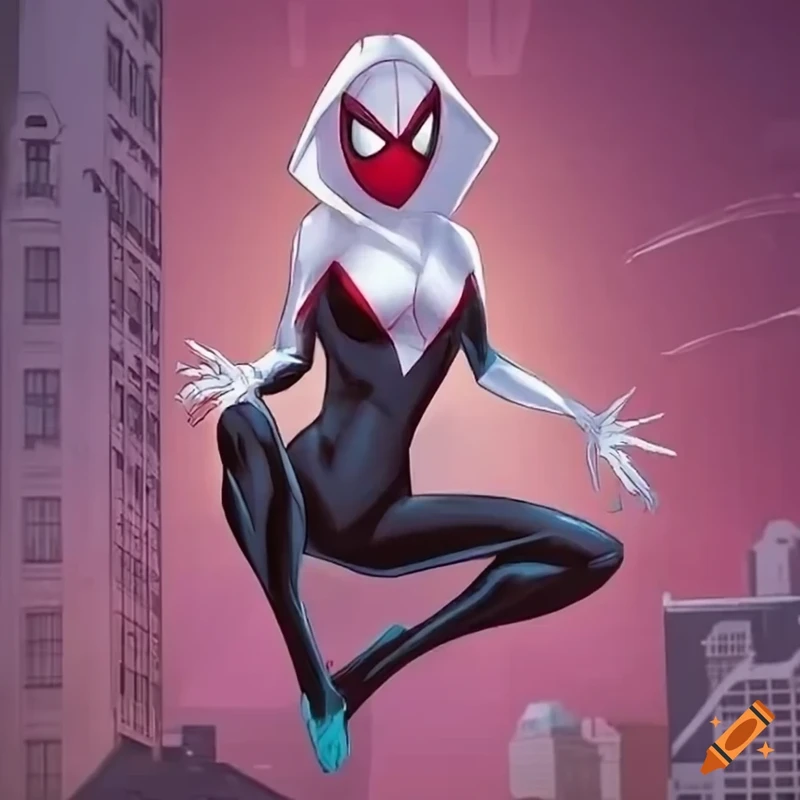 Anya Taylor Joy as ghost spider man animated Style.