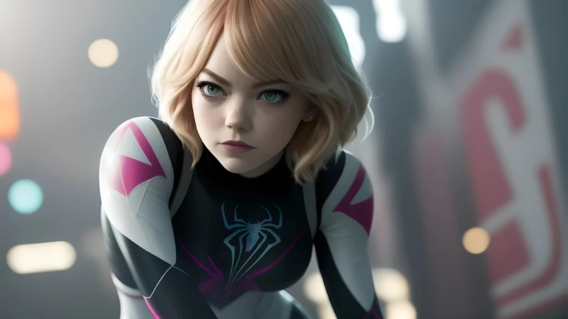 Emma Stone as spider Gwen 2099.
