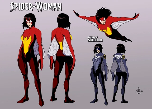 Florence Pugh as spider woman Jessica Drew animation style 