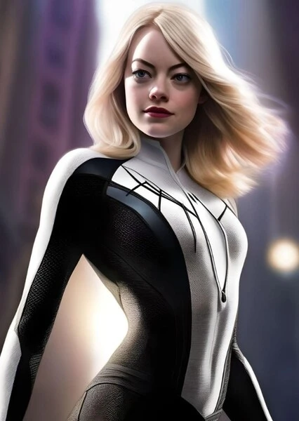 Emma Stone as spider Gwen the thunder storm 