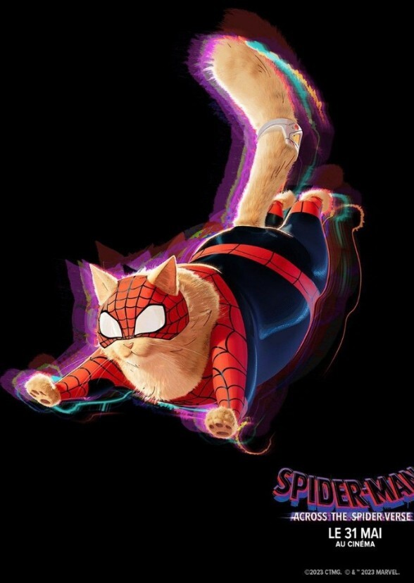 William defo as spider man cat animation style