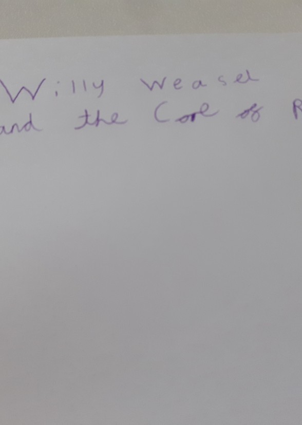 Willy Weasel and the Core of Rainbows